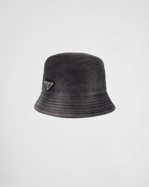 Prada Black Denim Bucket Hat for men