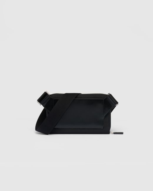Prada Black Re-nylon And Brushed Leather Shoulder Bag for men