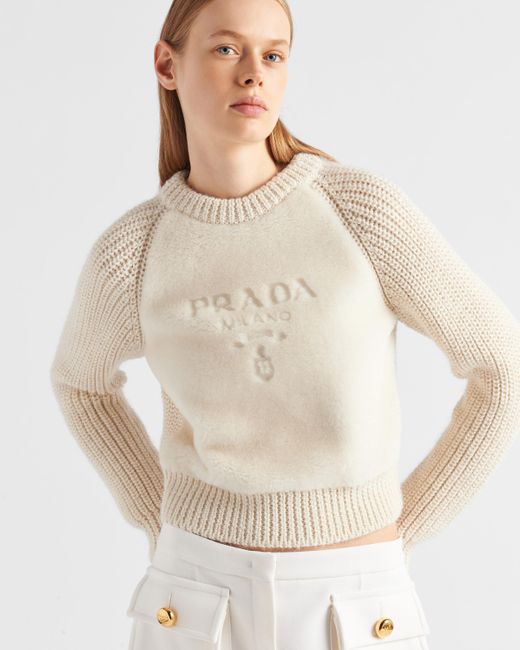 Prada White Alpaca Crew-neck Sweater