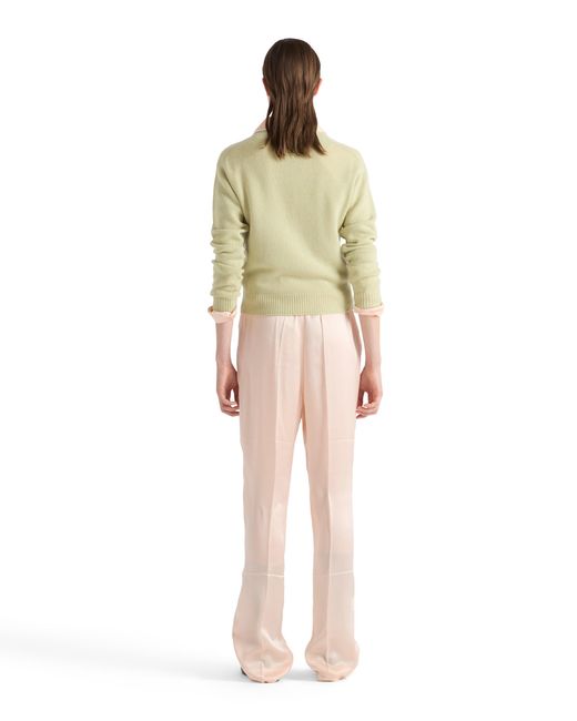 Prada Green Wool And Cashmere V-Neck Sweater