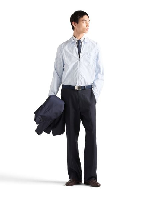 Prada White Stretch Cotton Shirt for men