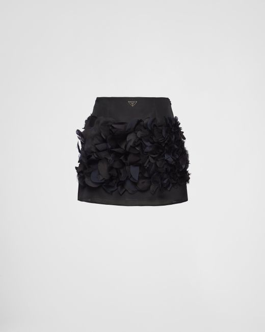 Prada Black Embroidered Gazar Miniskirt