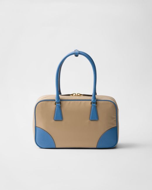Prada Blue Re-Edition 1978 Medium Re-Nylon And Saffiano Leather Two-Handle Bag