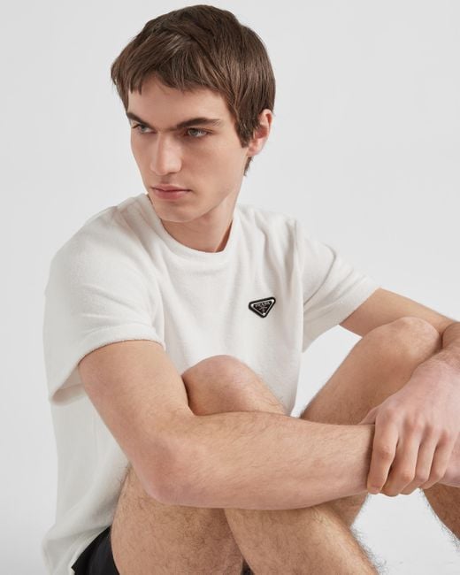 T-shirt En Tissu Éponge Prada pour homme en coloris White