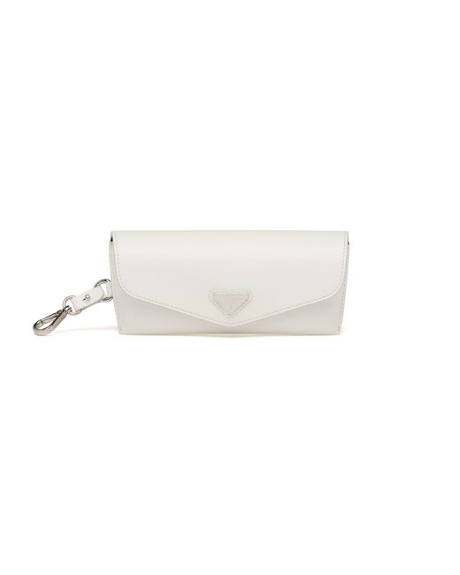 Prada White Saffiano Leather Eyeglasses Case for men