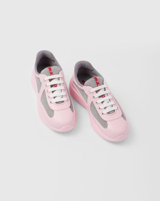Prada Pink America'S Cup Soft Rubber And Bike Fabric Sneakers