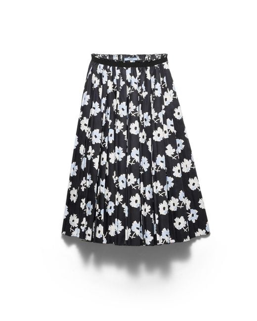Prada White Pleated Poplin Skirt