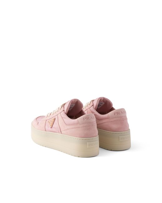 Prada Pink Downtown Bold Re-Nylon And Suede Sneakers