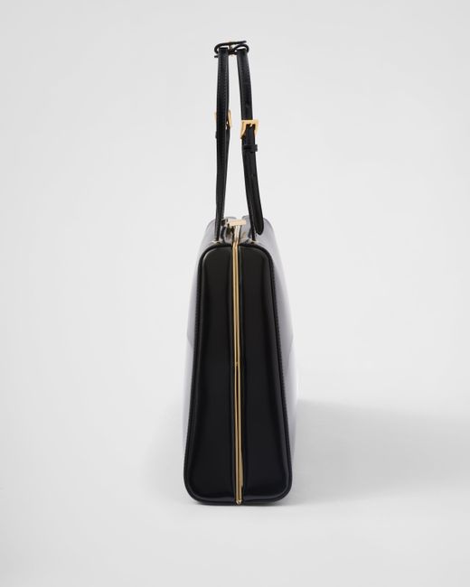 Prada Black Medium Brushed Leather Handbag