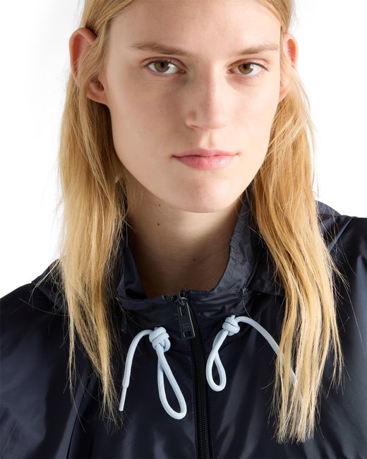 Prada Blue Lightweight Re-Nylon Blouson Jacket, Royal/Garnet