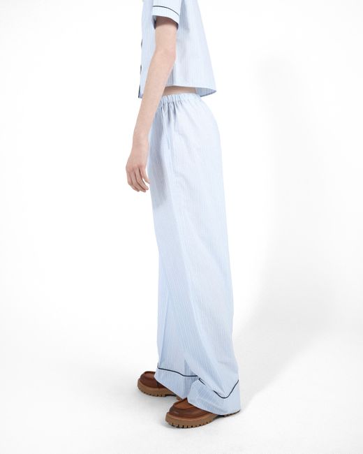 Pantalones De Cambray A Rayas Prada de color White