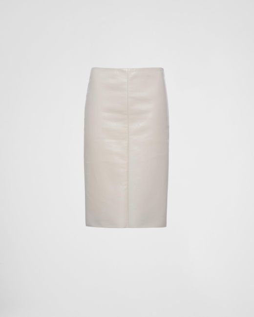 Prada White Nappa Leather Skirt