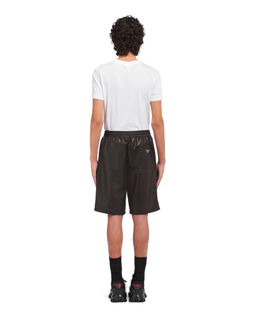 Prada White Nappa Leather Bermudas for men