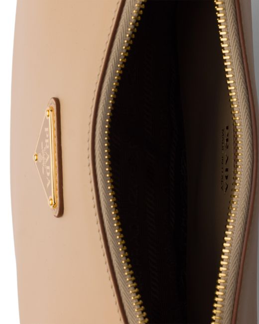 Prada White Arqué Small Leather Shoulder Bag