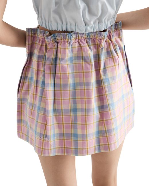Minifalda De Algodón A Cuadros, Mujer, Talla Prada de color Pink