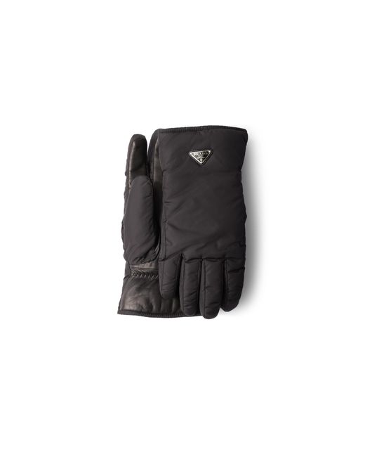 Prada Black Re-Nylon Gloves, Size 8 for men