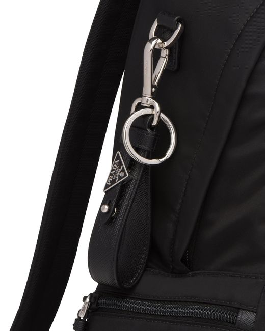 Prada White Saffiano Leather Keychain for men