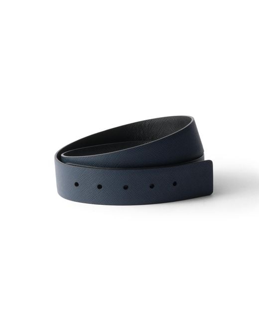 Prada Blue Reversible Saffiano Leather Belt Strap for men