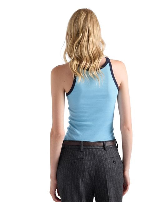 Prada Ribbed Knit Tank Top, Lightblue