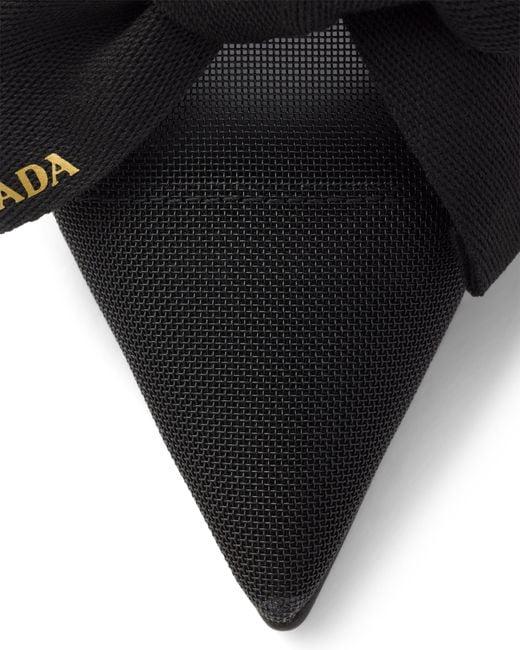 Prada White Mesh Fabric Slingback Pumps