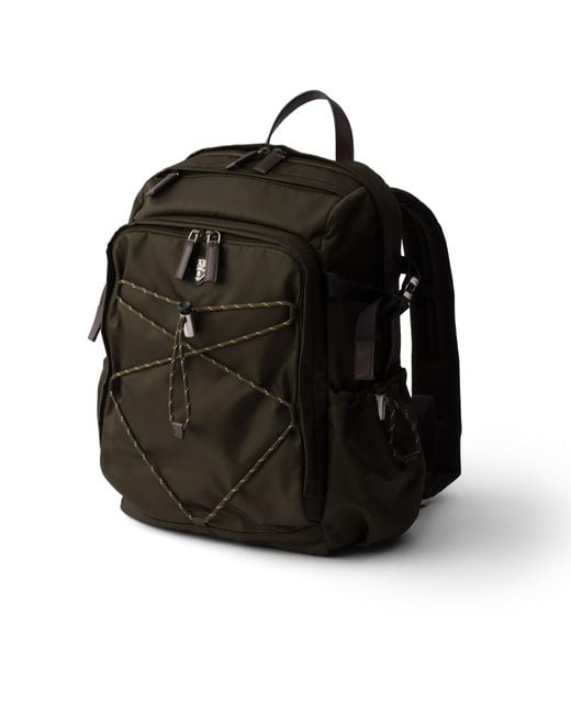 Prada Black Speedrock Re-Nylon And Leather Backpack for men