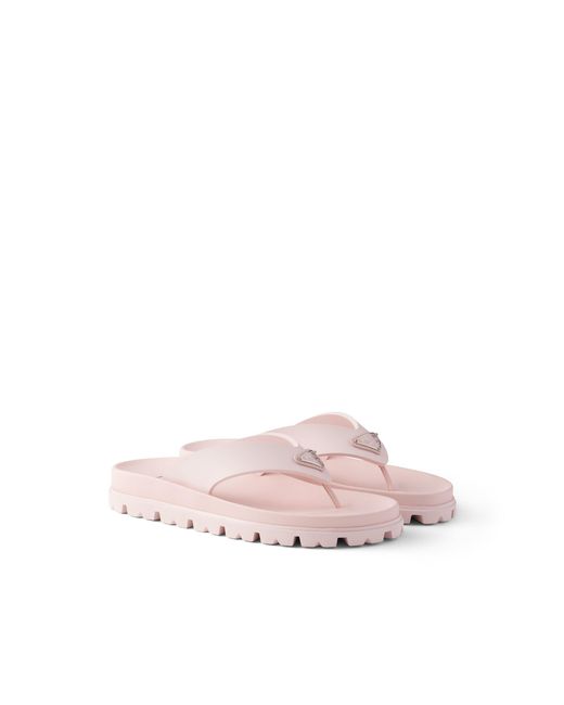 Prada Rubber Thong Sandals in Pink | Lyst