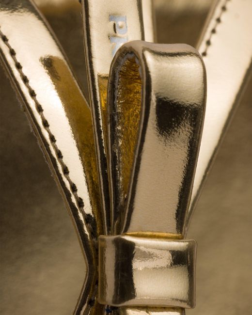 Prada White Flat Metallic Leather Sandals