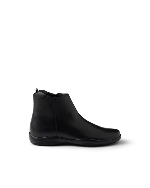 Prada Black Toblach Leather Ankle Boots for men