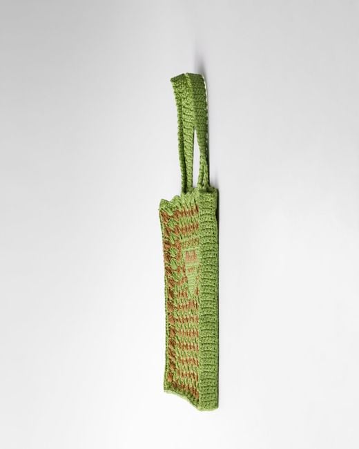 Prada Green Crochet Tote Bag