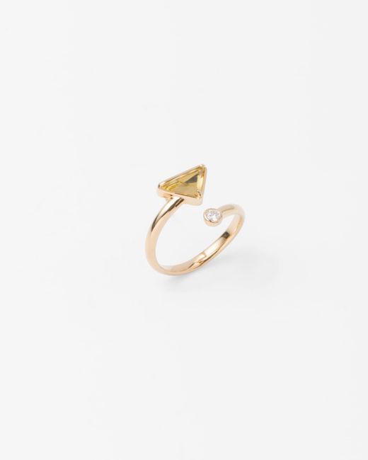 Prada White Eternal Gold Contrarié Ring In Yellow Gold With Diamond And Green Quartz