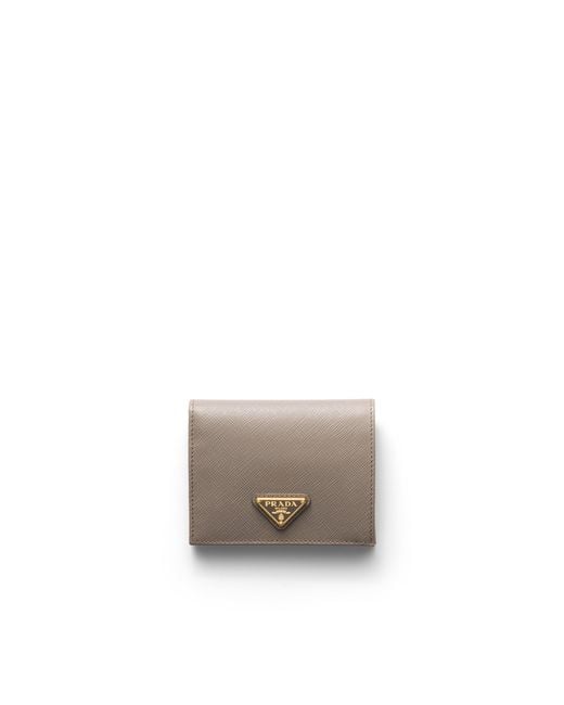 Prada White Small Saffiano Leather Wallet