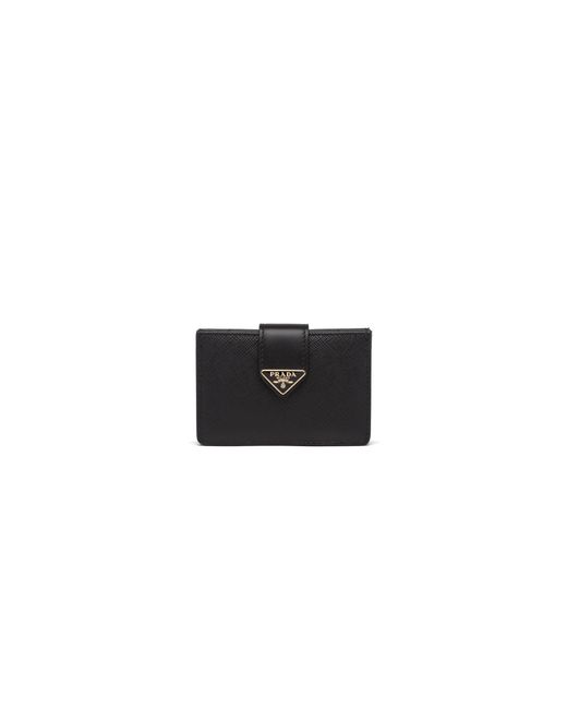 Prada White Saffiano And Smooth Leather Card Holder
