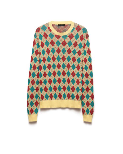 Jersey De Cuello Redondo De Algodón Con Motivo De Rombos Prada de hombre de color Multicolor