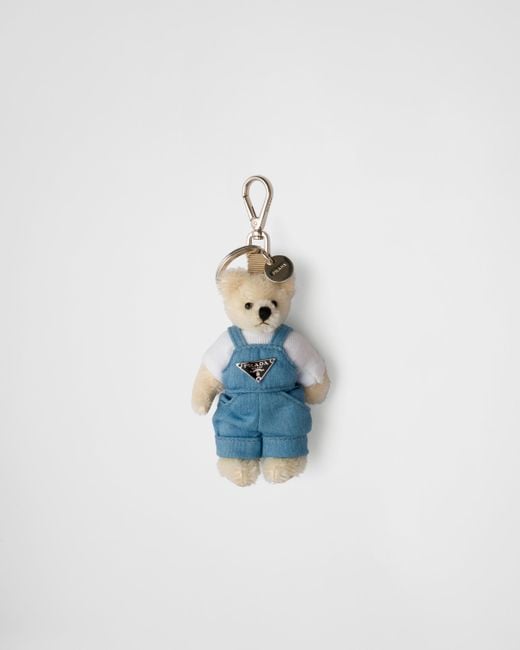 Ciondolo Da Borsa Teddy Con Anello di Prada in Blue da Uomo