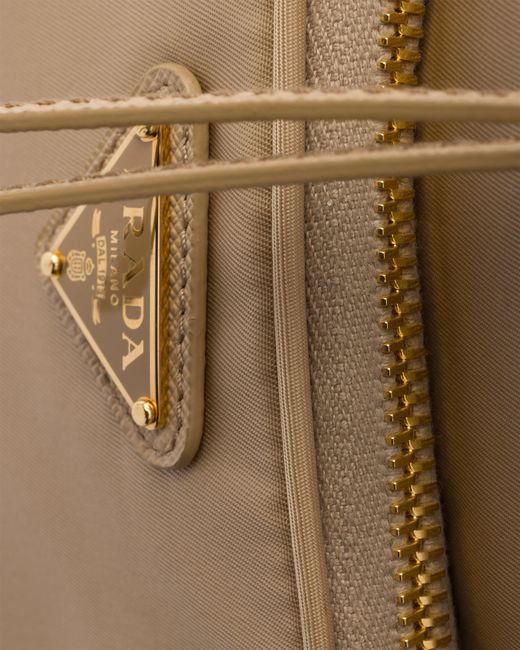 Prada White Duet Re-Nylon Bucket Bag, Camel
