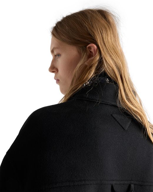 Prada Black Reversible Double Cashwool And Re-Nylon Caban Jacket, Ebony