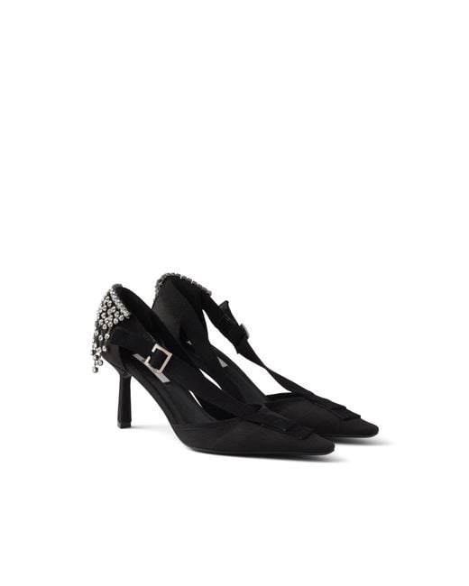 Prada White Canvas Pumps With Crystals, Size 34