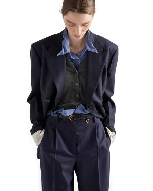 Prada Blue Wool Pinstripe Pants