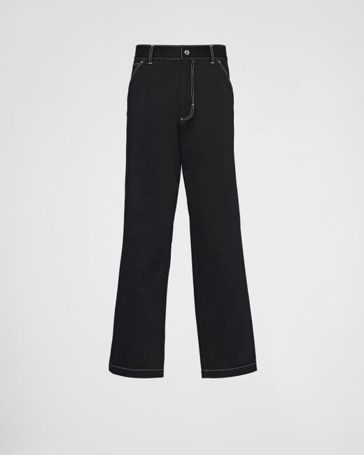 Prada Black Stretch Cotton Pants for men