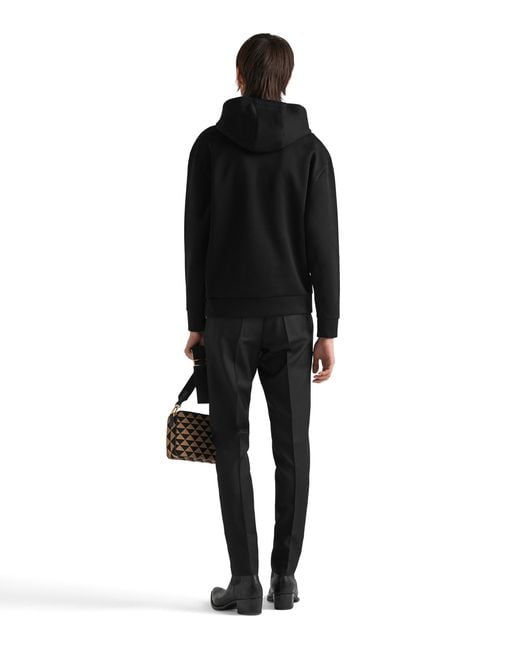 Prada Black Technical Cotton Hoodie for men
