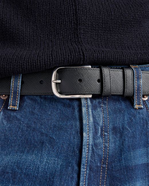 Prada Black Saffiano Leather Belt for men