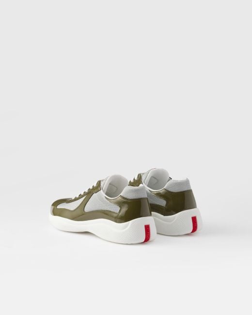 Prada Green America's Cup Vernice Bike Low Top Sneaker for men