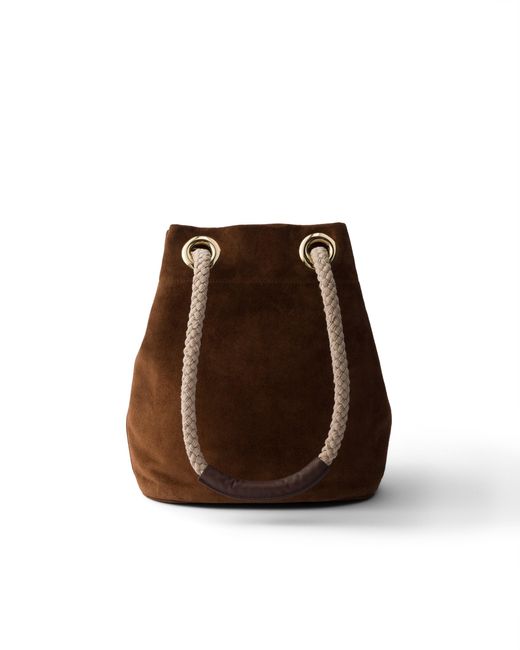 Prada Brown Mariner Small Suede Bucket Bag