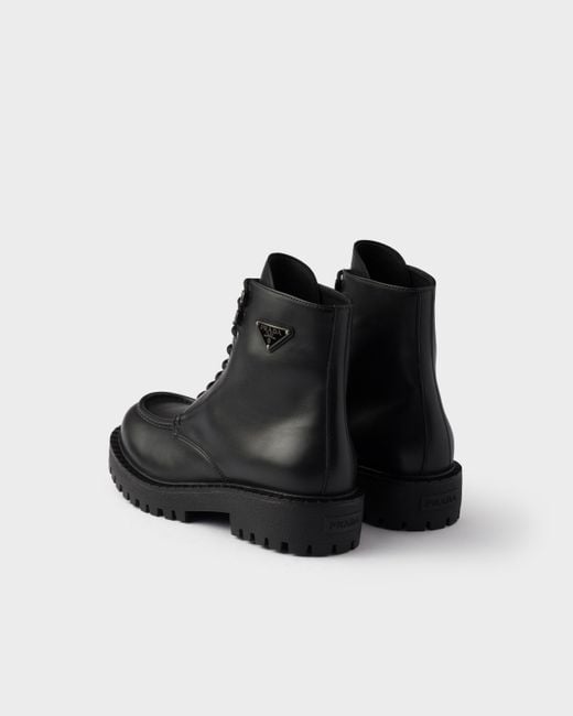 Prada Black Laced Leather Booties for men