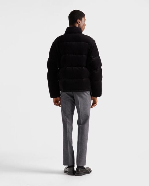 Prada Daunenjacke Aus Mittelschwerem Cord in Black für Herren