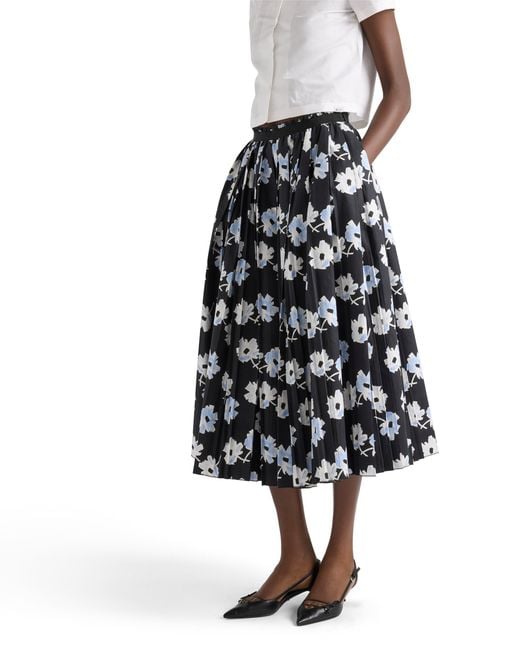 Prada White Pleated Poplin Skirt