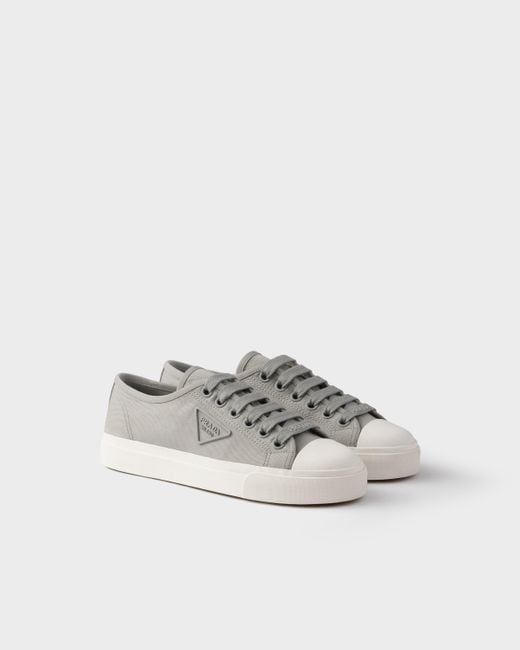Prada White Cotton Gabardine Sneakers