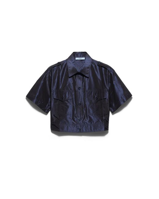 Prada Blue Cropped Taffeta Shirt