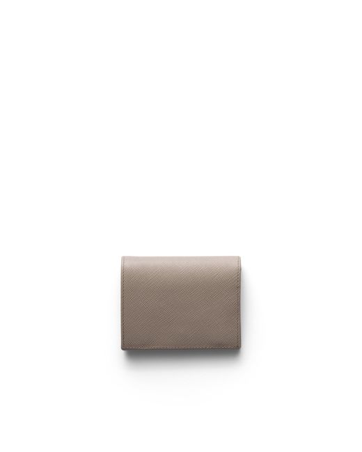 Prada White Small Saffiano Leather Wallet, Clay/Water Lily