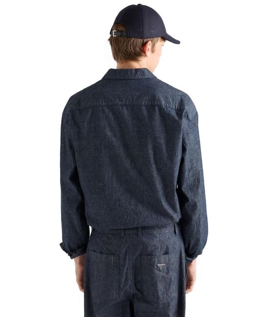 Prada Blue Chambray Shirt for men